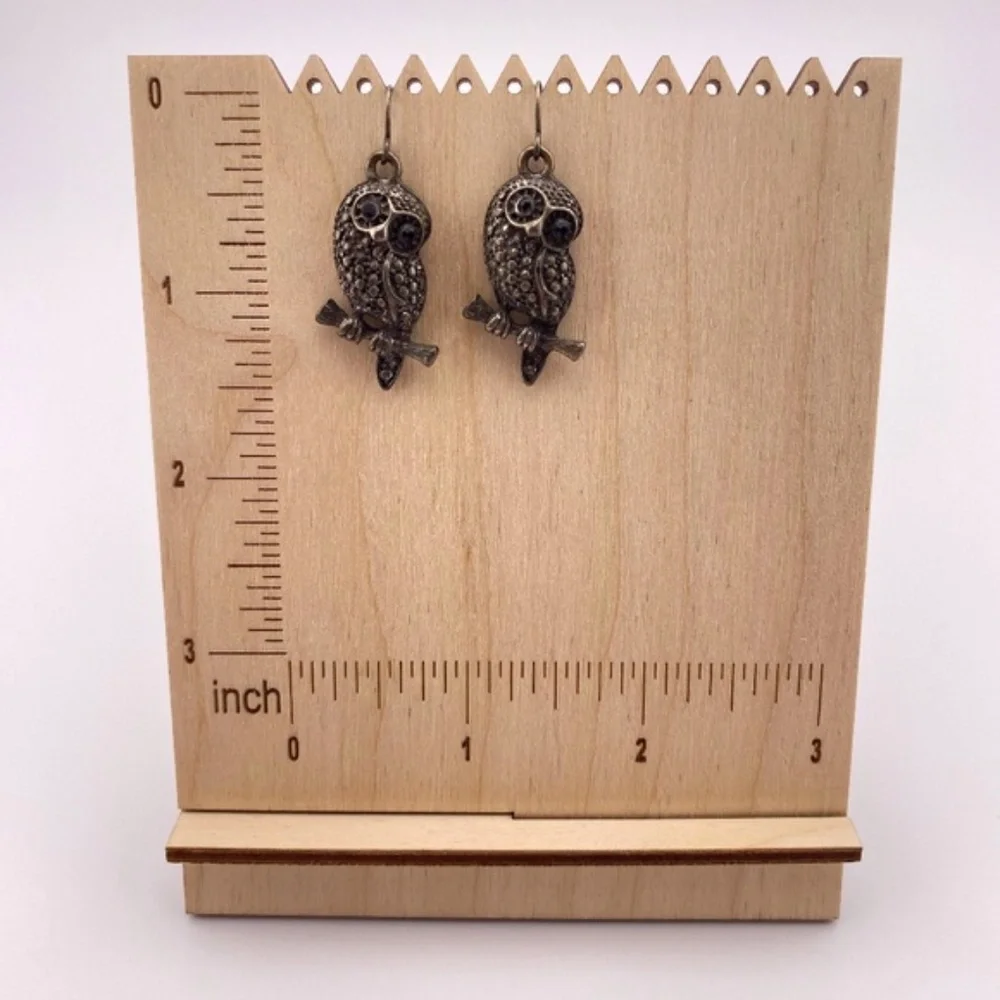 (8) Owls with Rhinestone Eyes Earrings